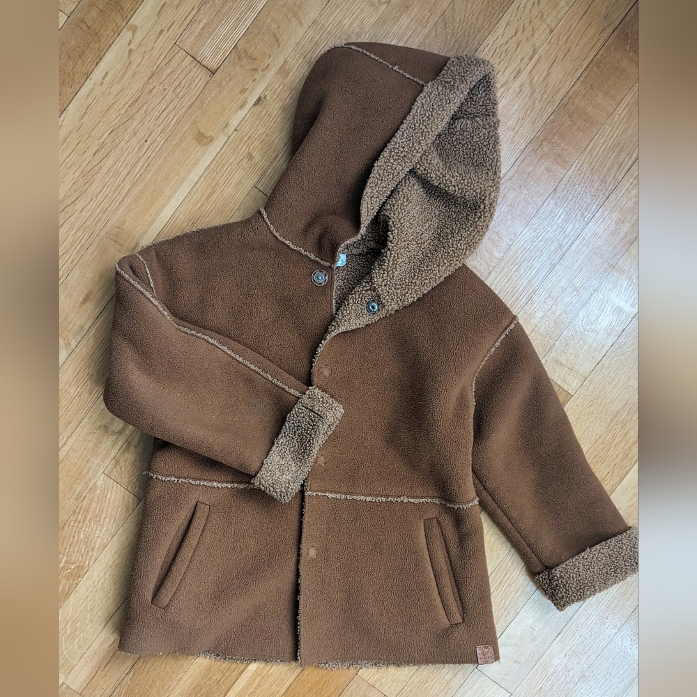 Zara Baby Cozy Brown Sherpa Lined Kids Coat. Size 4-5 Years.